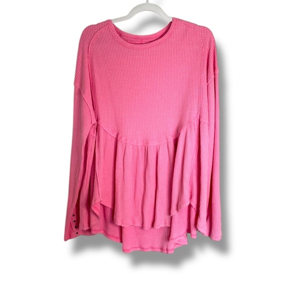 Free People We the Free Oh My Babydoll Top Pink Carnation Size Large - Picture 1 of 8